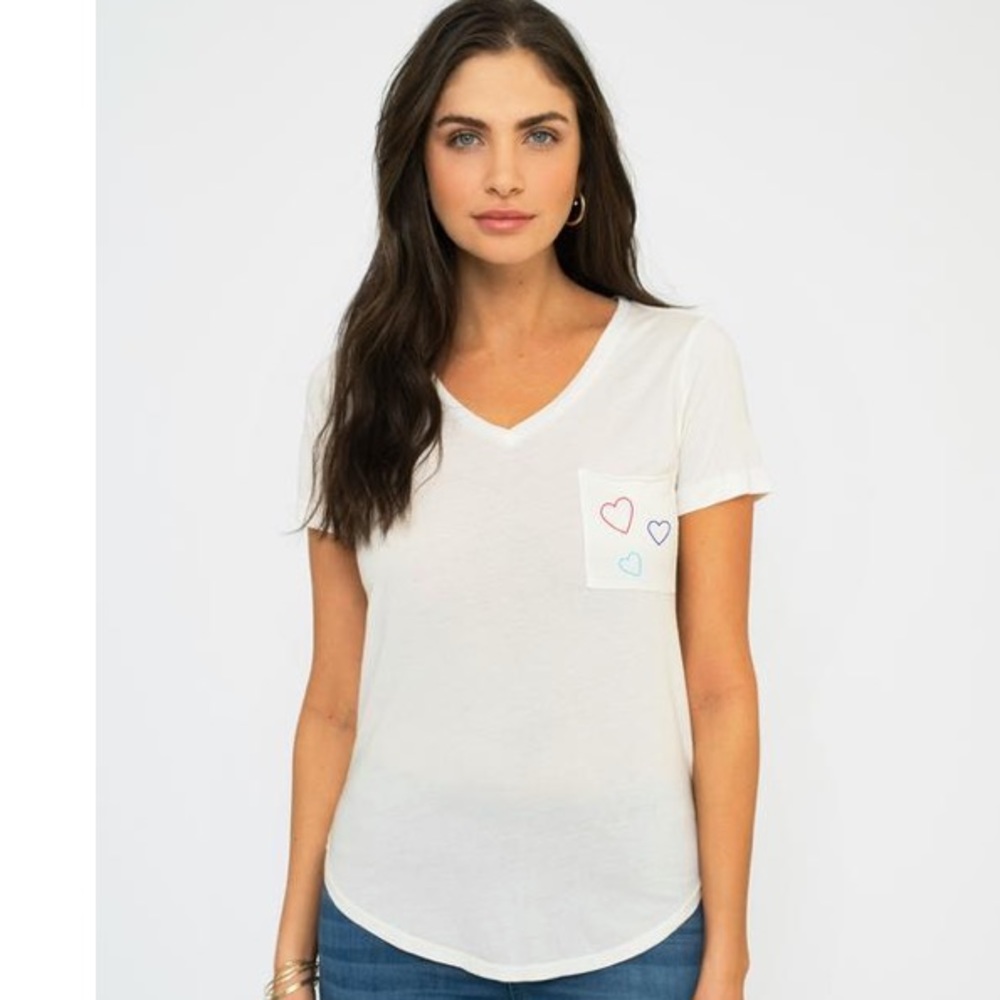 Sol Angeles Tres Hearts Torque Tee Shirt Small